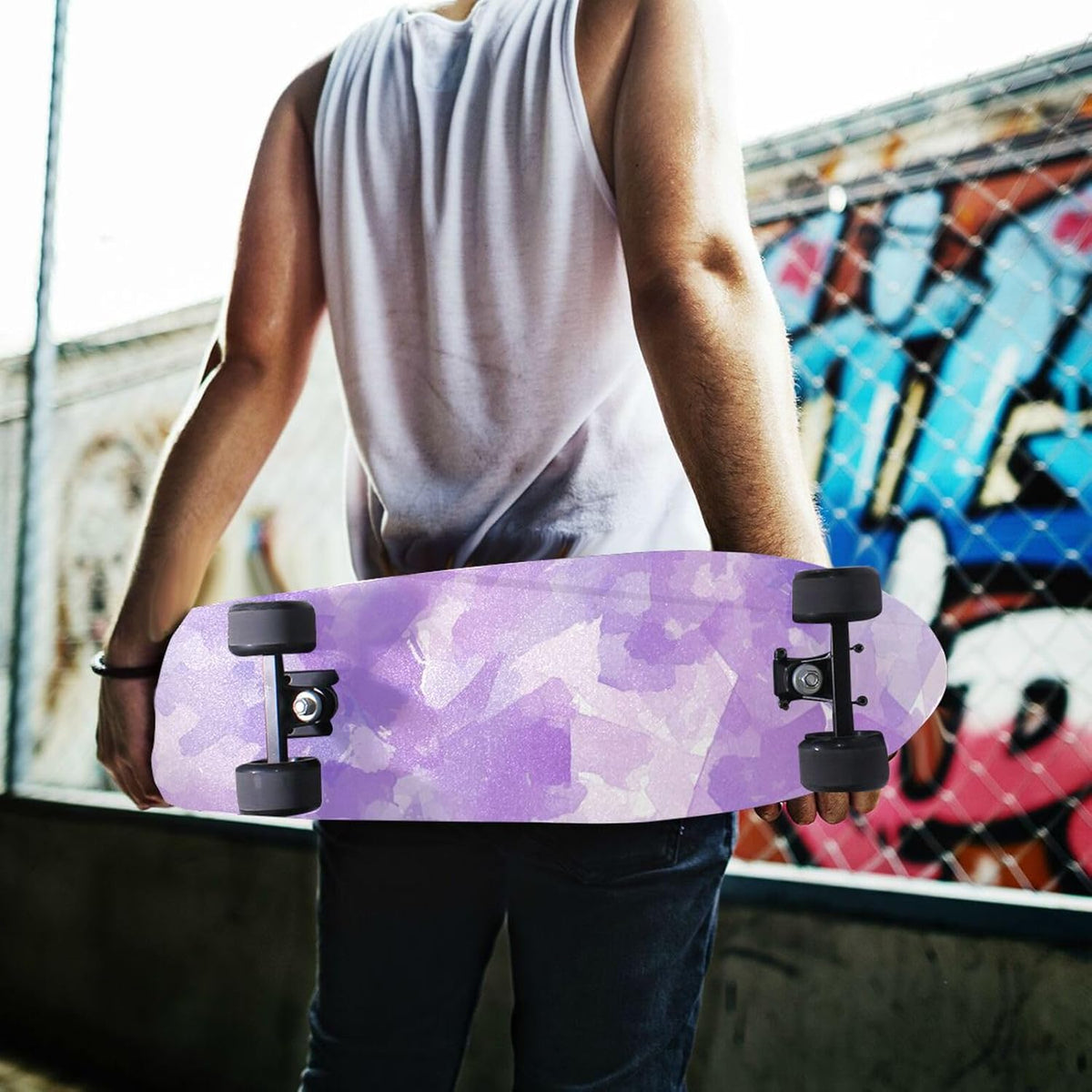 Abstract Watercolor Lilac Purple Light Pink Skateboard with Grip Tape Grippy Scooter Grip Tape 33×9 Inch accesorios para patinetas