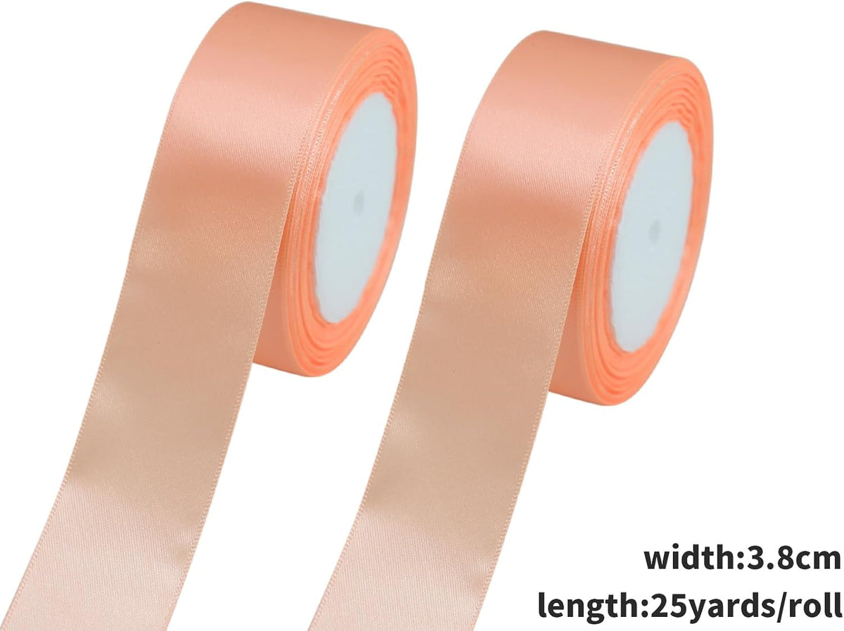Rose Gold Satin Ribbon 50yd 1-1/2in Rolls for Gift Wrap
