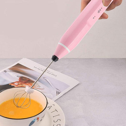 Rechargeable Electric Milk Frother, 3 - Speed Handheld Coffee Mixer with USB Charging, Stainless Steel Whisk for Latte Foam, Eggs, Sauces, and Smoothies (Pink)