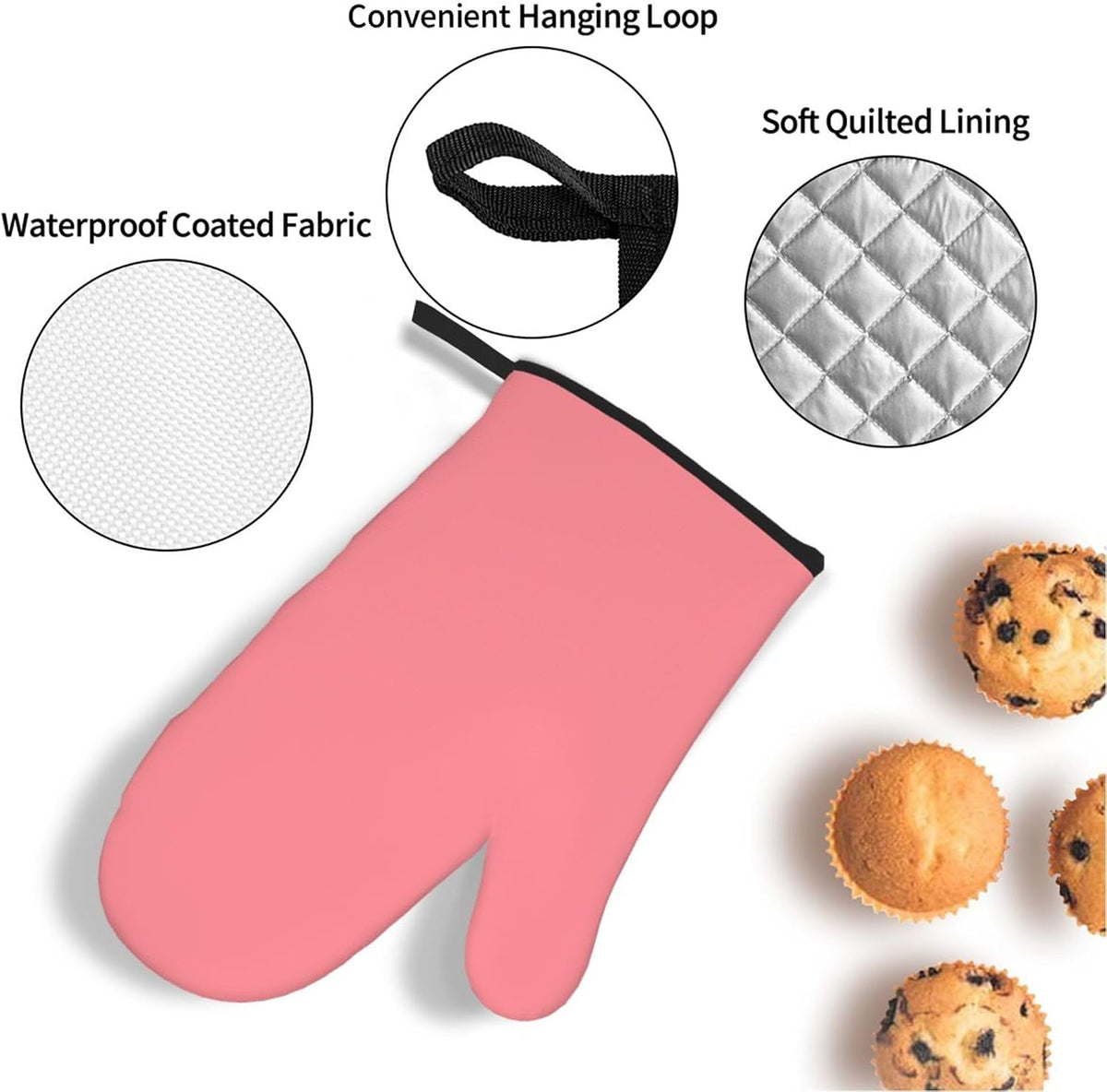 4PCS Oven Mitts and Pot Holders Sets, Solid Light Salmon Pink Oven Mitts Set Heat Resistant Kitchen Microwave Gloves Safe for Baking,Cooking, BBQ