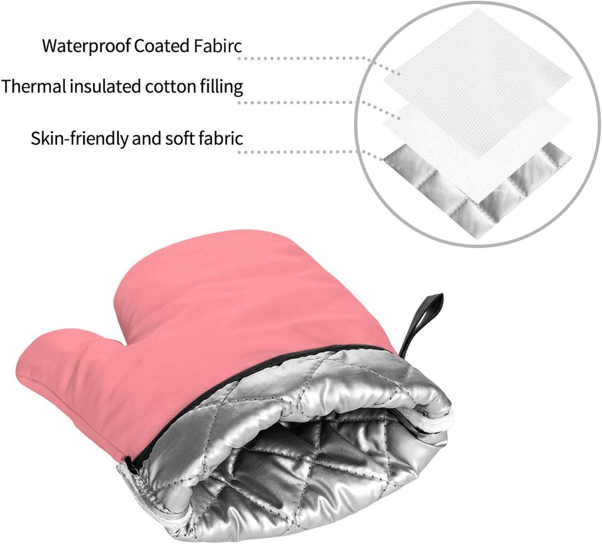 4PCS Oven Mitts and Pot Holders Sets, Solid Light Salmon Pink Oven Mitts Set Heat Resistant Kitchen Microwave Gloves Safe for Baking,Cooking, BBQ