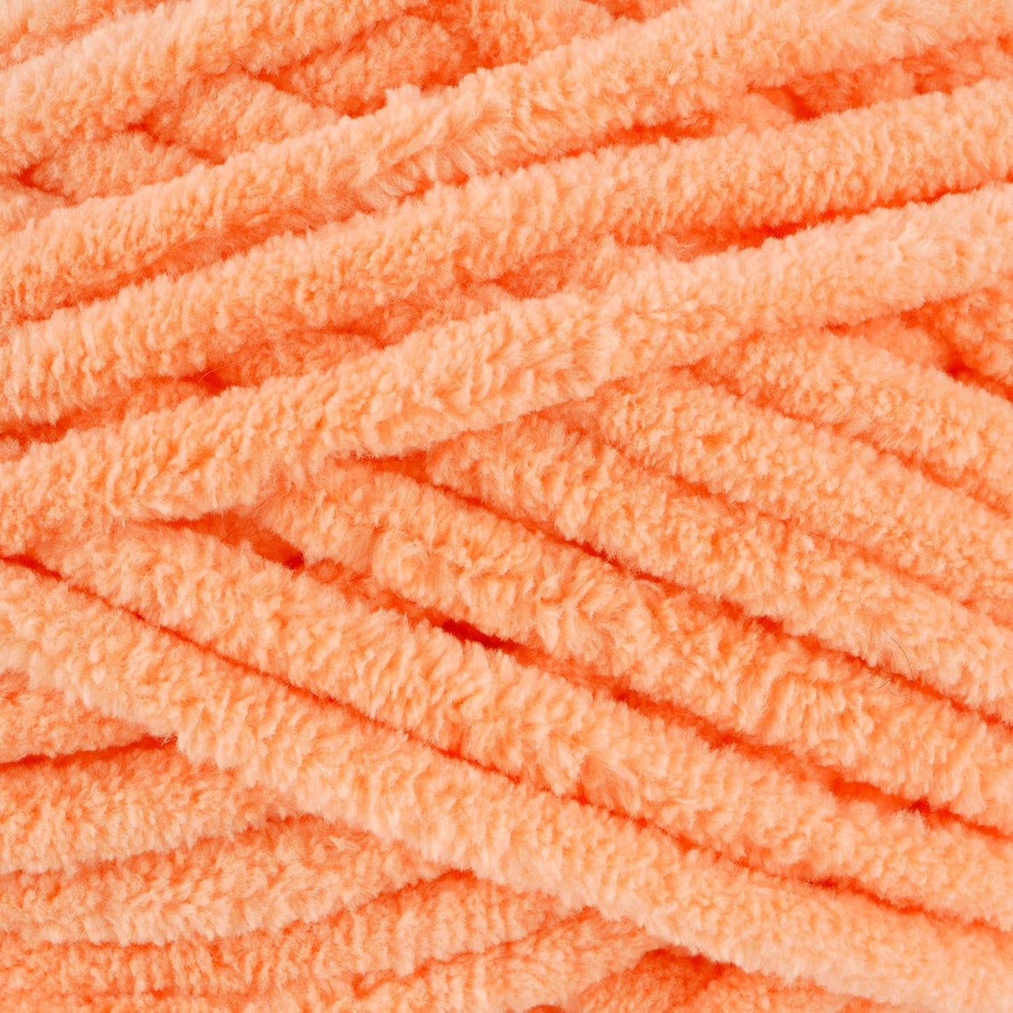 Demi Purl Yarn – Super Bulky 100% Polyester, Soft Plush Chenille Yarn for Knitting & Crochet, Ideal for Blankets, Hats, Scarves & Crafts, Peach Cobbler