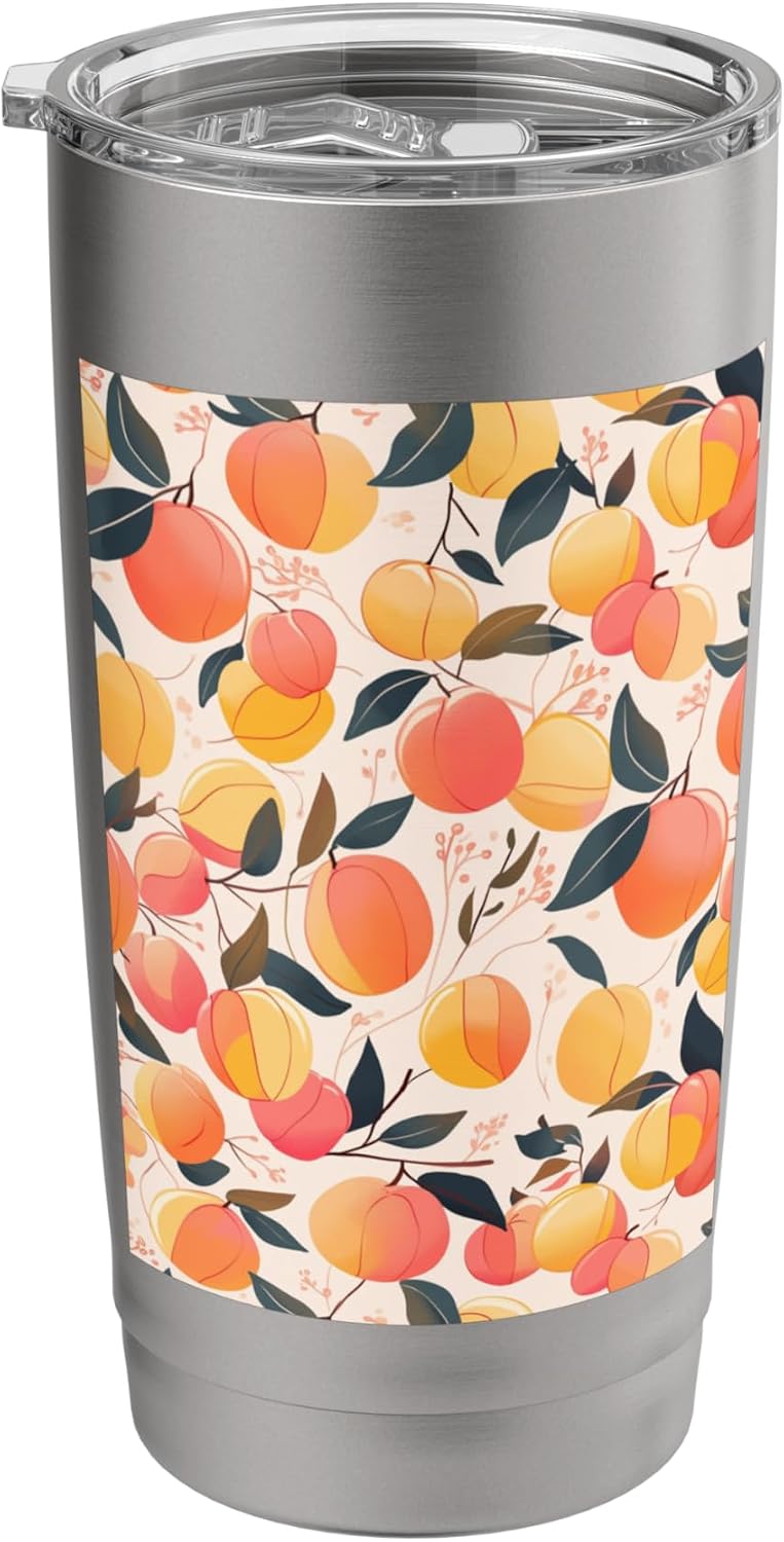 Peach Fruit Pattern Art Stainless Steel Insulated Tumbler