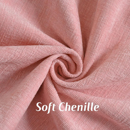 Pack of 2 Chenille Throw Pillow Covers 18x18 Inch, Pink