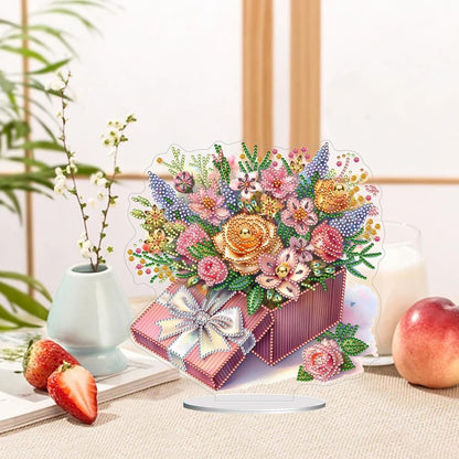 Pink Gift Bouquet Diamond Painting Desktop Ornament Kit for Adults