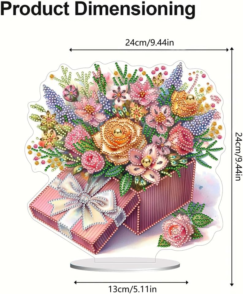 Pink Gift Bouquet Diamond Painting Desktop Ornament Kit for Adults