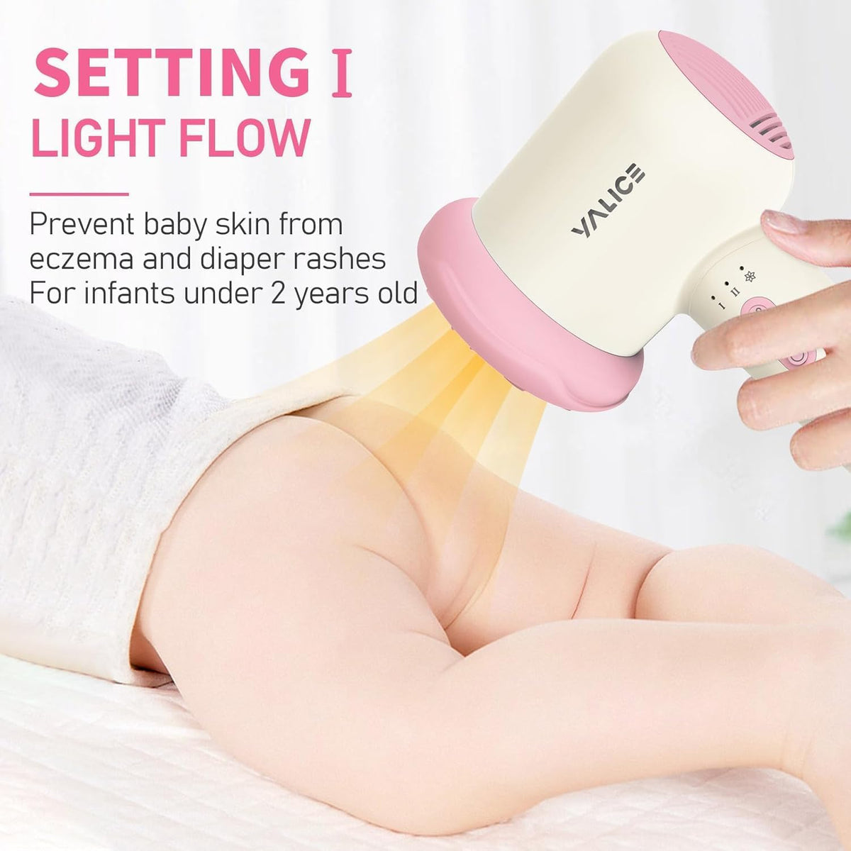 Cordless Hair Dryer for Baby and Kids, Portable Travel Blow Dryer with Gentle Airflow & Low Heat Ionic Care for Infant, 3 Speed Settings, Mini Rechargeable Hair Dryer with Charging Base, Pink