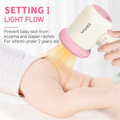 Cordless Hair Dryer for Baby and Kids, Portable Travel Blow Dryer with Gentle Airflow & Low Heat Ionic Care for Infant, 3 Speed Settings, Mini Rechargeable Hair Dryer with Charging Base, Pink