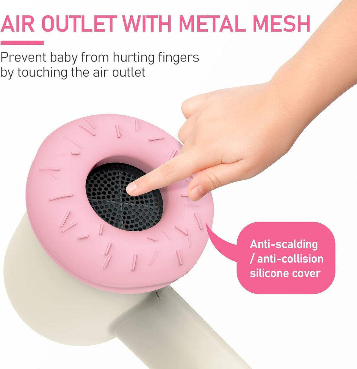 Cordless Hair Dryer for Baby and Kids, Portable Travel Blow Dryer with Gentle Airflow & Low Heat Ionic Care for Infant, 3 Speed Settings, Mini Rechargeable Hair Dryer with Charging Base, Pink
