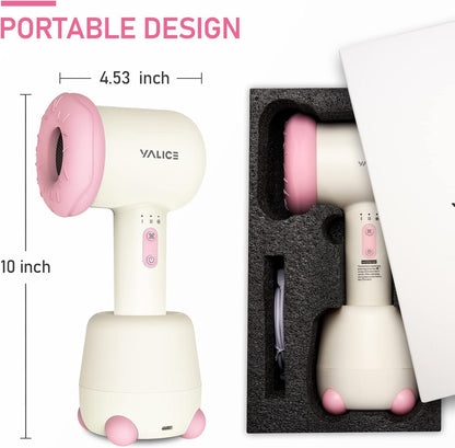 Cordless Hair Dryer for Baby and Kids, Portable Travel Blow Dryer with Gentle Airflow & Low Heat Ionic Care for Infant, 3 Speed Settings, Mini Rechargeable Hair Dryer with Charging Base, Pink