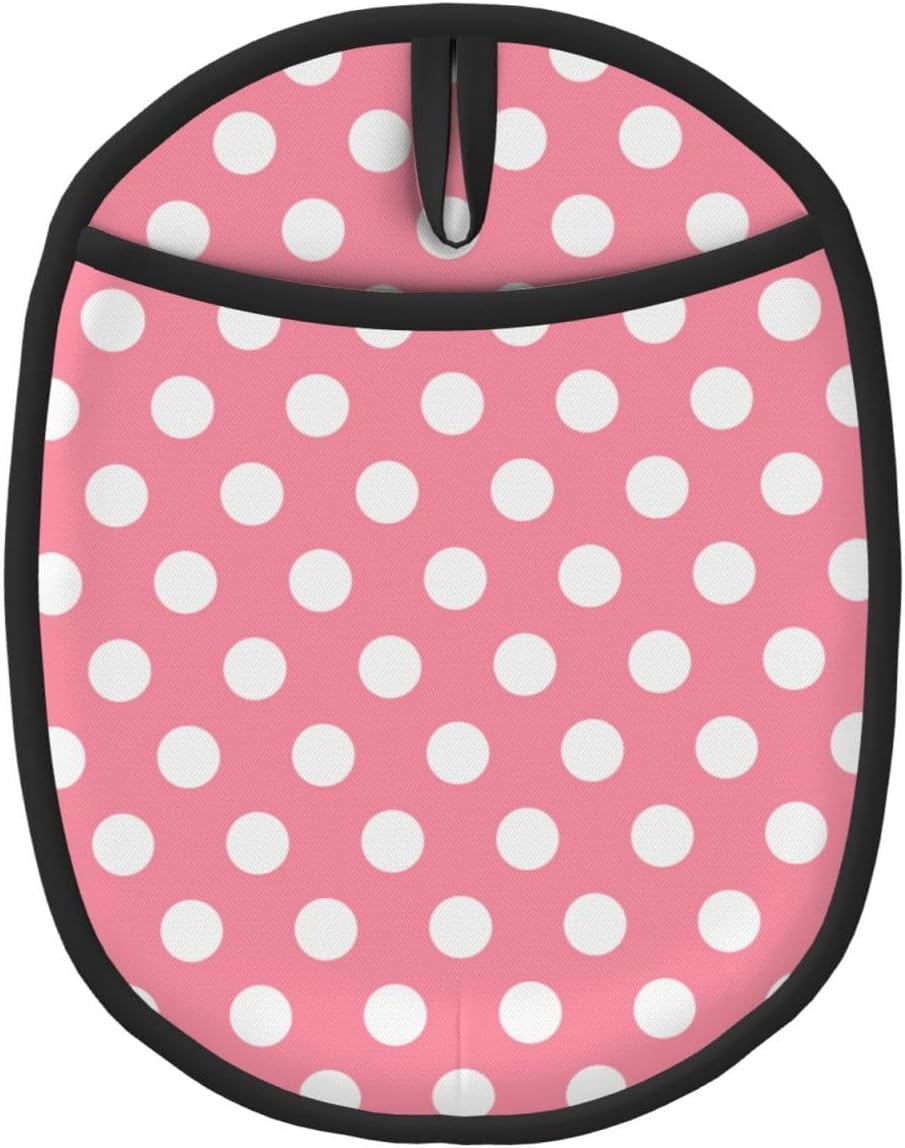 Light Pink Polka Dot Print (a) Pot Holders for Kitchen 1 PC - Heat Resistant Oven Mitts Hot Pads with Pocket, Silicone Pot Holders with Hanging Loop, Non Slip Potholders for Kitchen Baking Cooking