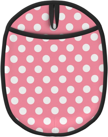 Light Pink Polka Dot Print (a) Pot Holders for Kitchen 1 PC - Heat Resistant Oven Mitts Hot Pads with Pocket, Silicone Pot Holders with Hanging Loop, Non Slip Potholders for Kitchen Baking Cooking