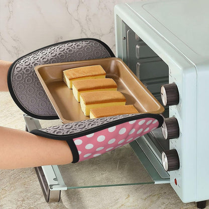 Light Pink Polka Dot Print (a) Pot Holders for Kitchen 1 PC - Heat Resistant Oven Mitts Hot Pads with Pocket, Silicone Pot Holders with Hanging Loop, Non Slip Potholders for Kitchen Baking Cooking