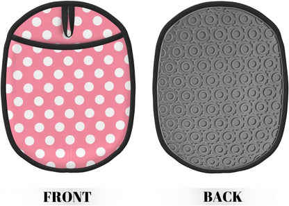 Light Pink Polka Dot Print (a) Pot Holders for Kitchen 1 PC - Heat Resistant Oven Mitts Hot Pads with Pocket, Silicone Pot Holders with Hanging Loop, Non Slip Potholders for Kitchen Baking Cooking