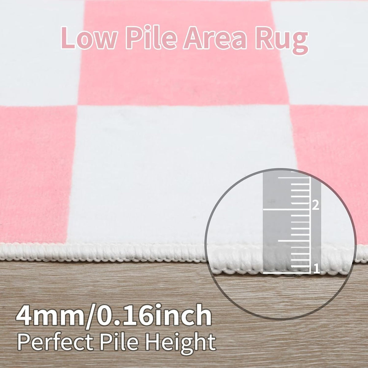 Terrug Pink and White Checkered Rug for Entryway, 2x3 Small Area Rugs