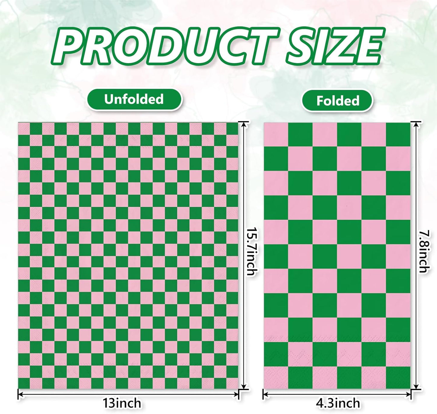 JarThenaAMCS 50Pcs Pink Green Plaid Guest Napkin Checkered Paper Napkins Color Block Gingham Disposable Hand Towels for Bridal Shower Wedding Birthday Tea Party Supplies