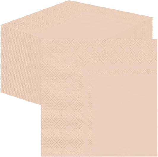 SietDESEO 50 Pieces Rose Gold Napkins Disposable 3-Ply Rose Gold Cocktail Napkins Paper Dinner Napkins for Birthday Baby Shower Wedding Graduation Party Beverage Napkin