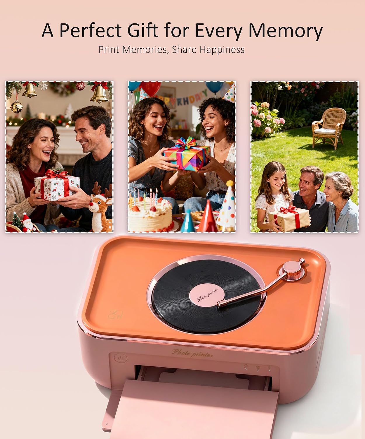 4x6 Photo Printer, Thermal Dye Sublimation WiFi Picture Printer for Phone, Portable Phone Printer with AR Video & 20 Sheets 1 Cartridge, Instant Printing for Home Use, CP6000 Pink
