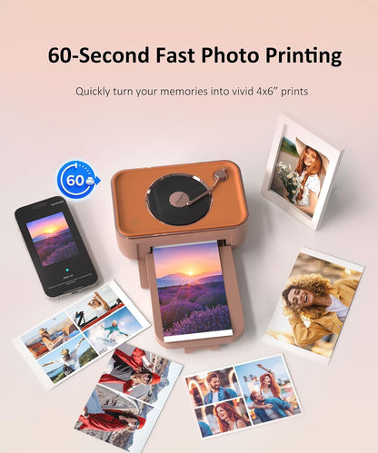 4x6 Photo Printer, Thermal Dye Sublimation WiFi Picture Printer for Phone, Portable Phone Printer with AR Video & 20 Sheets 1 Cartridge, Instant Printing for Home Use, CP6000 Pink