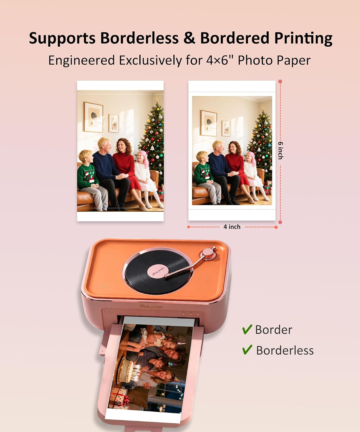 4x6 Photo Printer, Thermal Dye Sublimation WiFi Picture Printer for Phone, Portable Phone Printer with AR Video & 20 Sheets 1 Cartridge, Instant Printing for Home Use, CP6000 Pink