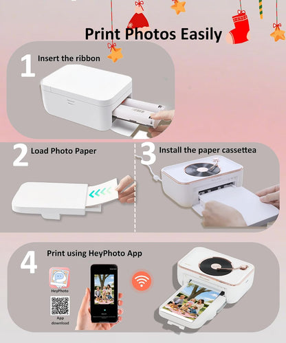 4x6 Photo Printer, Thermal Dye Sublimation WiFi Picture Printer for Phone, Portable Phone Printer with AR Video & 20 Sheets 1 Cartridge, Instant Printing for Home Use, CP6000 Pink
