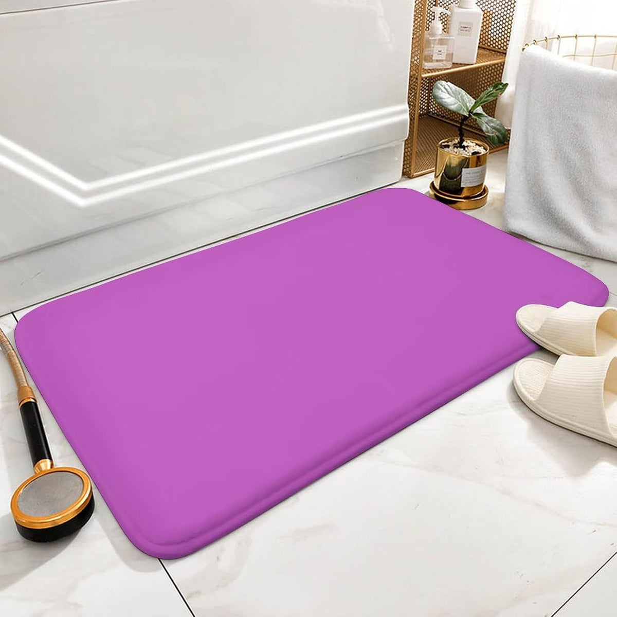 Minimalist Solid Pink Bathroom Rug, Non Slip & Soft Absorbent Bath Mat Carpets for Bathroom 20" x 32"