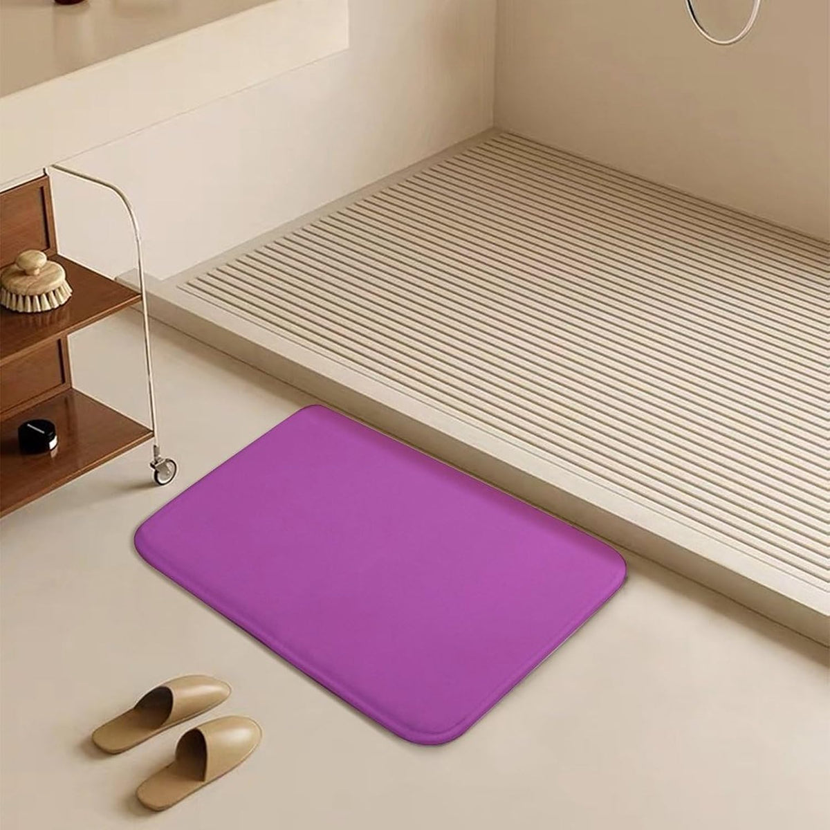 Minimalist Solid Pink Bathroom Rug, Non Slip & Soft Absorbent Bath Mat Carpets for Bathroom 20" x 32"