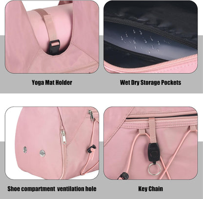 Gym Bag For Women With Yoga Mat Holder, Pink