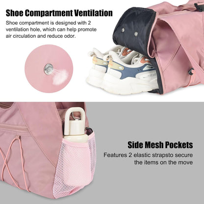 Gym Bag For Women With Yoga Mat Holder, Pink