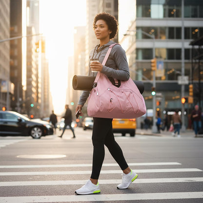Gym Bag For Women With Yoga Mat Holder, Pink