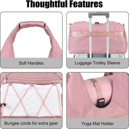Gym Bag For Women With Yoga Mat Holder, Pink