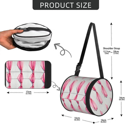 Round Tissue Holder Bag Car Hanging Tissue Boxes Cover with Adjustable Strap Foldable Roll Storage Bags with Zipper Tissues Case Organizer for Home Decor Toilet Office(Pink Flower Bow)