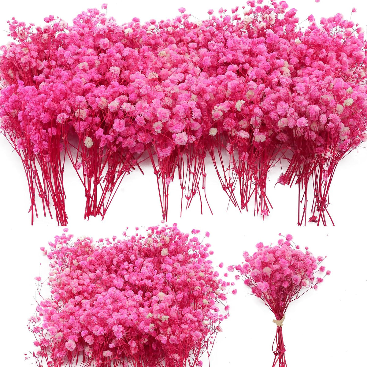 4700+ Mini Dried Babys Breath Flowers Bulk, Bright Pink