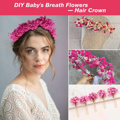 4700+ Mini Dried Babys Breath Flowers Bulk, Bright Pink