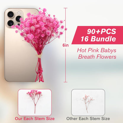 4700+ Mini Dried Babys Breath Flowers Bulk, Bright Pink