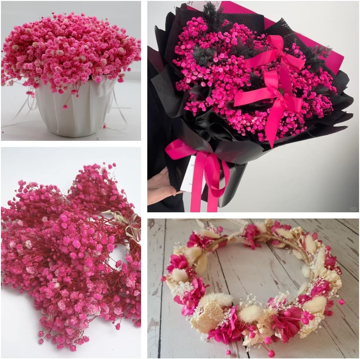 4700+ Mini Dried Babys Breath Flowers Bulk, Bright Pink