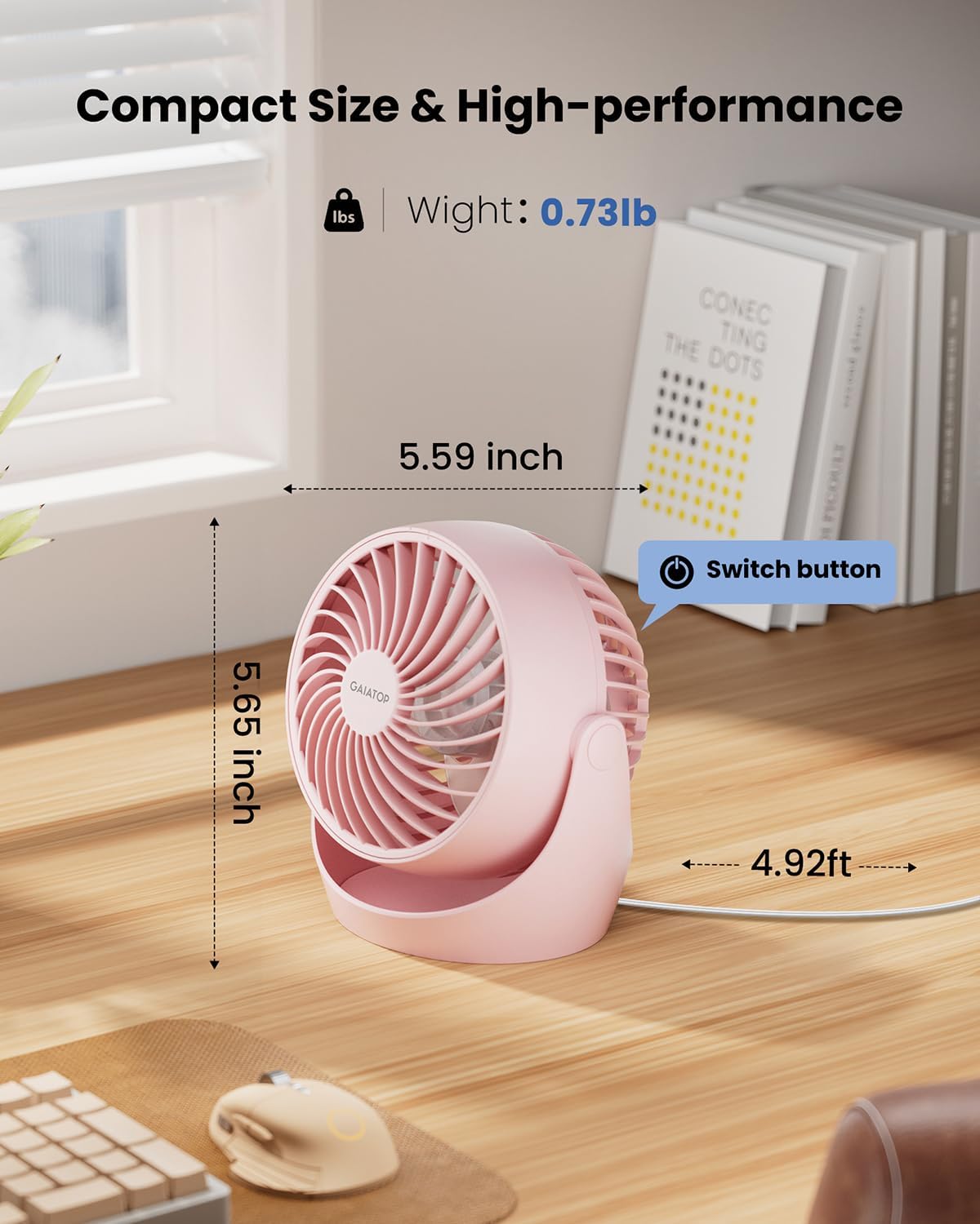 Desk Fan, 5-Inch Portable Electric Table Desktop Air Circulator Fan