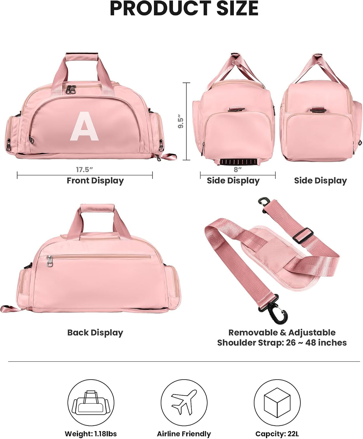 Birthday Gift for Teen-Gifts for 12 Year Old Girl, Initial Gym Bag