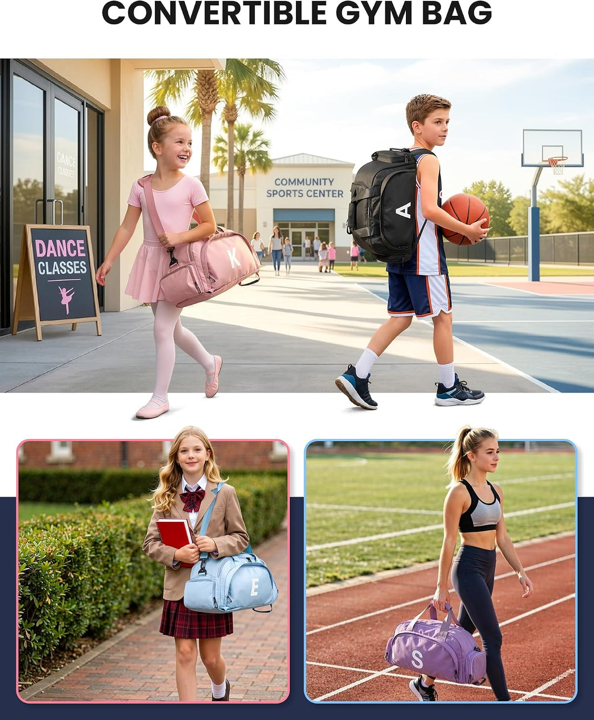 Birthday Gift for Teen-Gifts for 12 Year Old Girl, Initial Gym Bag