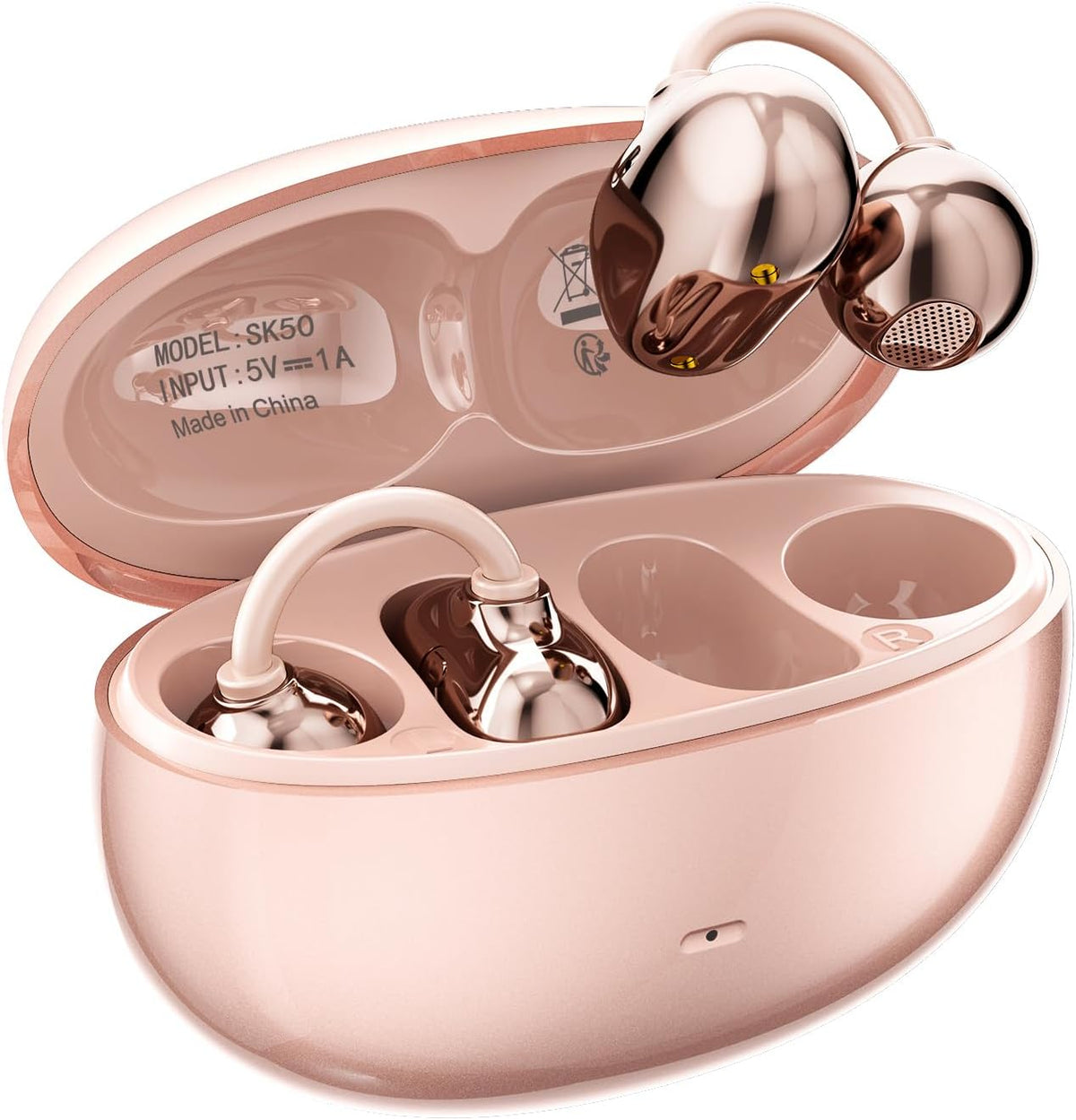 Open Ear Earbuds Clip on Earbuds Earbuds for Small Ears with Spatial Audio,Invisible Fit Air Conduction Headphones, Bluetooth 6.0 Open-Ear Clip for Running,Work & All-Day Comfort. (Rose Gold)