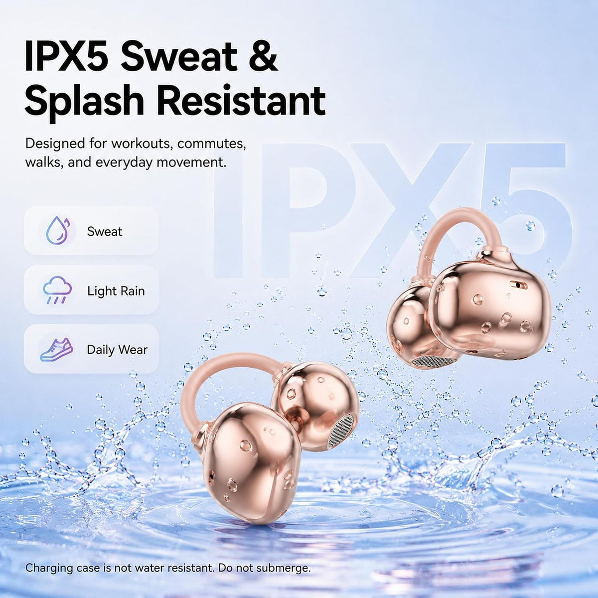 Open Ear Earbuds Clip on Earbuds Earbuds for Small Ears with Spatial Audio,Invisible Fit Air Conduction Headphones, Bluetooth 6.0 Open-Ear Clip for Running,Work & All-Day Comfort. (Rose Gold)