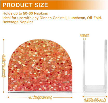 Napkin Holder Red Peach Coral Gold Gradient Glitter Acrylic Napkins Holder Napkin Dispenser Clear Napkin Holder for Kitchen Table Party Guest Bathroom 1 Pack