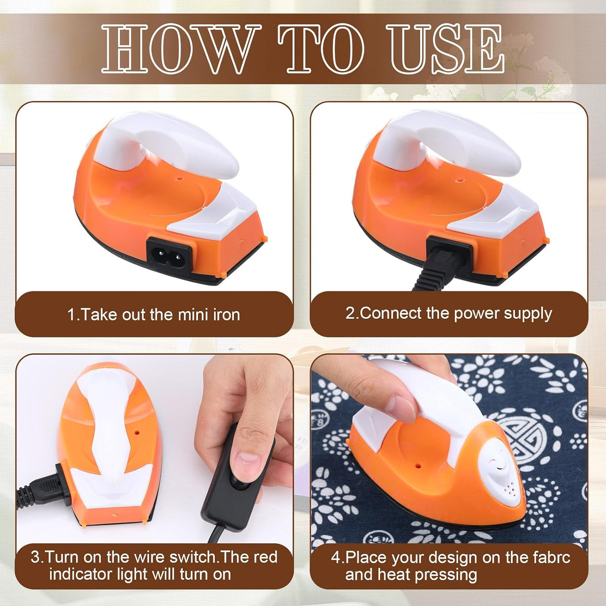 4 Pcs Mini Craft Iron Mini Heat Press Small Iron on Patches