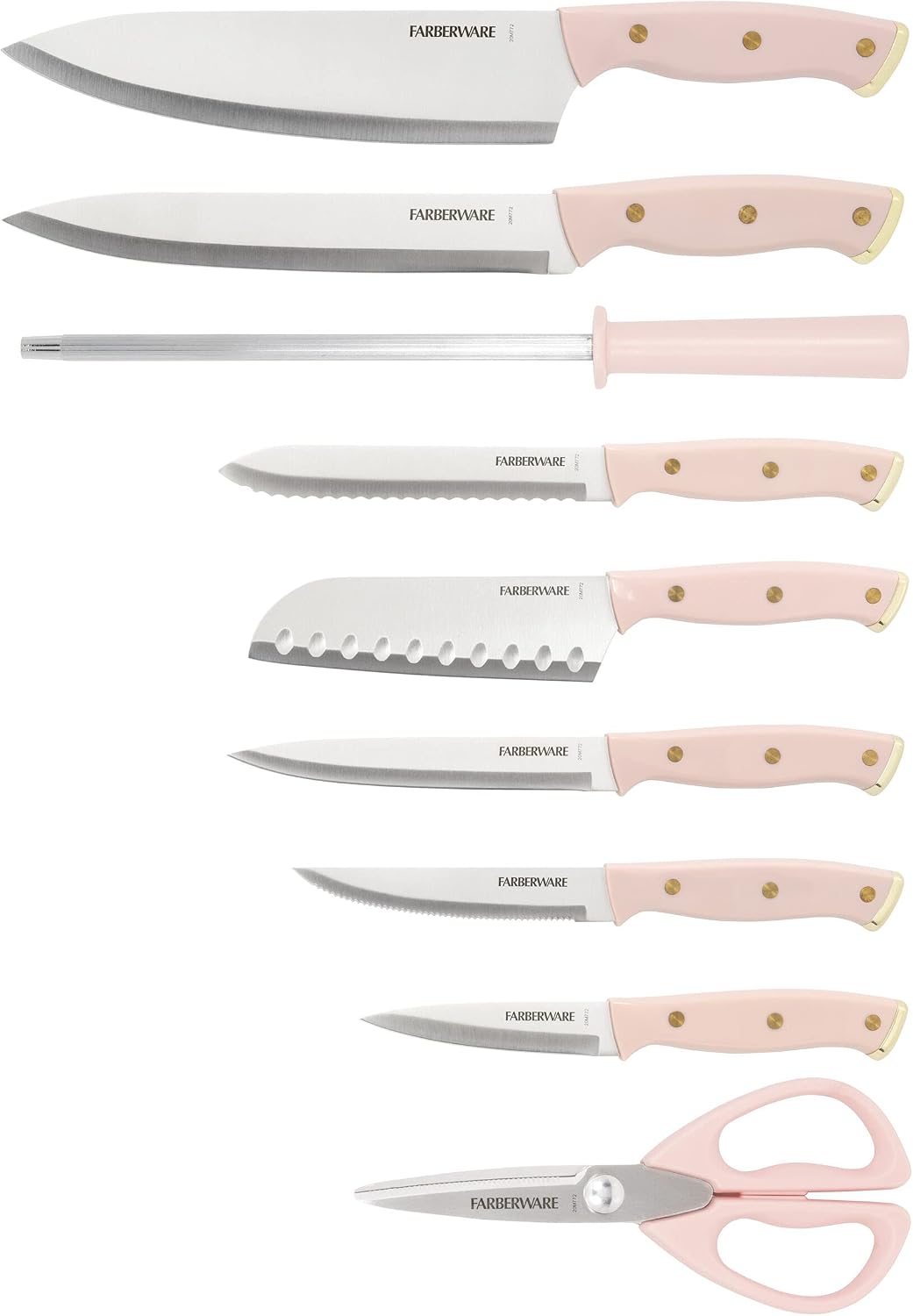 15-Piece Knife Block Set with Black Soft-Grip Handles and Graphite Block - Kitchen Knife Set with Chef Knife, Steak Knives, Shears and Sharpening Steel