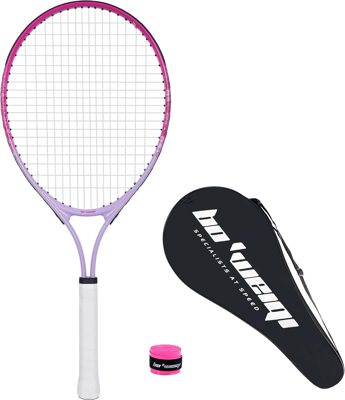17"-25" Kids Tennis Racket for Aged 2-12 Lightweight Youth Tennis Racquet for Girls and Boys Outdoor/Indoor Sports with 1 Non-Slip Grip and 1 Shoulder Strap Bag Easy Carry