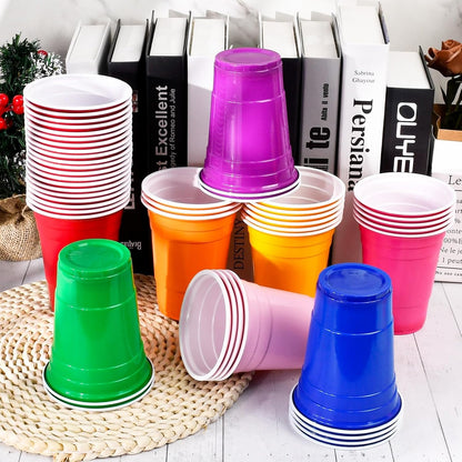 Light Pink Plastic Cups 16oz, 50 Pack Disposable Party Cups for Baby Showers, Girl Birthday Parties, Princess Parties, Celebrations & Spring Events