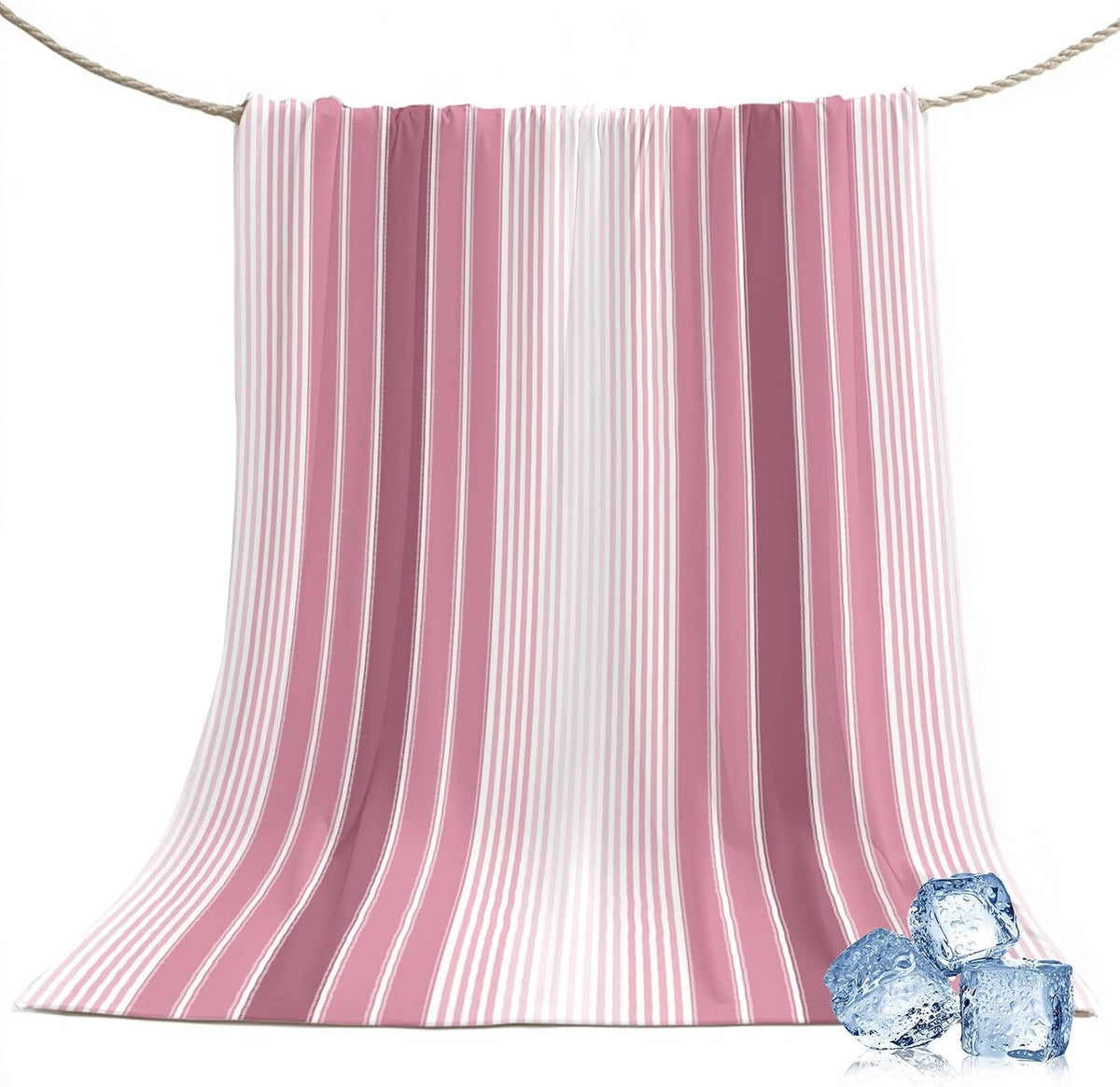 50"x60" Standard Throw Cooling Blanket Pink Striped Ice Silk Lightweight Breathable Soft Summer Blanket for Hot Sleepers Couch Bed Sofa Camping Ombre Vertical Stripes