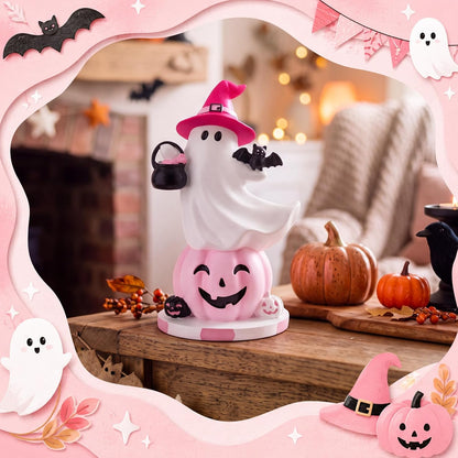 Pink Halloween Ghost Figurine Table Decor 7.1''