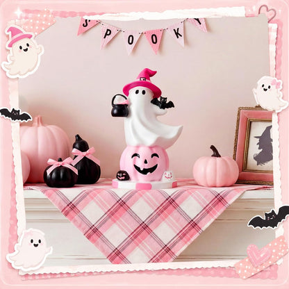 Pink Halloween Ghost Figurine Table Decor 7.1''