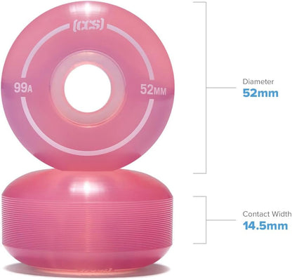 [ ] Skateboard Wheels | 52mm | Set of 4 | Blue Steel Bearings | ABEC 7 | Skate Tool